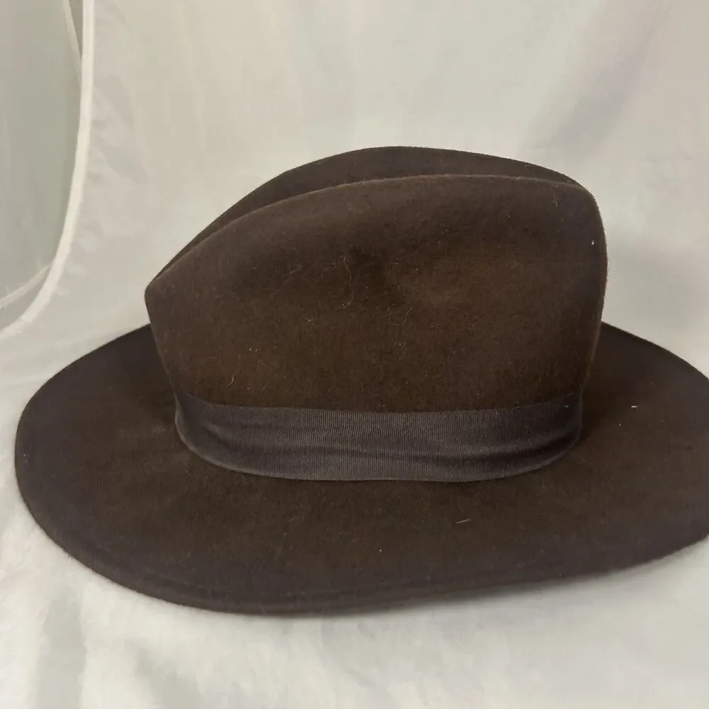 LAUREN Ralph Lauren Feather Embellished Wool Hat Brown Size Medium